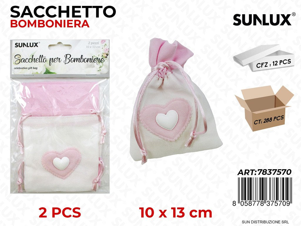 Sacchetto Bomboniere Rosa 2PCS 10*13CM