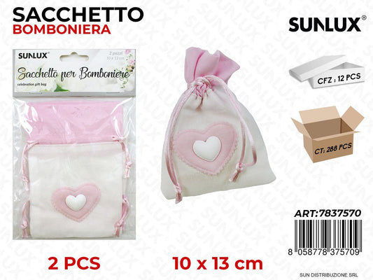 Sacchetto Bomboniere Rosa 2PCS 10*13CM
