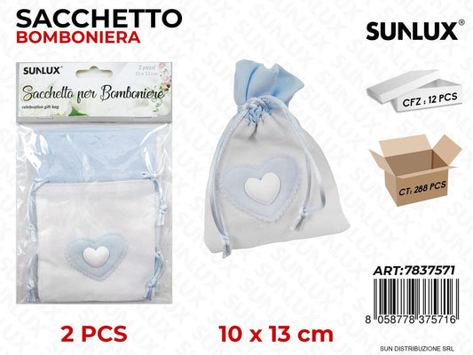 Sacchetto Bomboniere Celeste 2PCS 10*13CM
