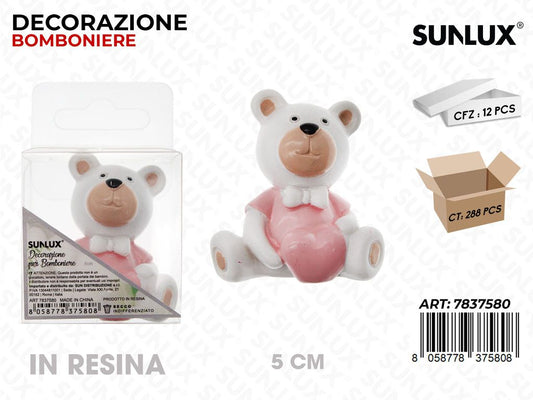 Sunlux Dec. per Bomb. in Resina Orso Rosa 5CM