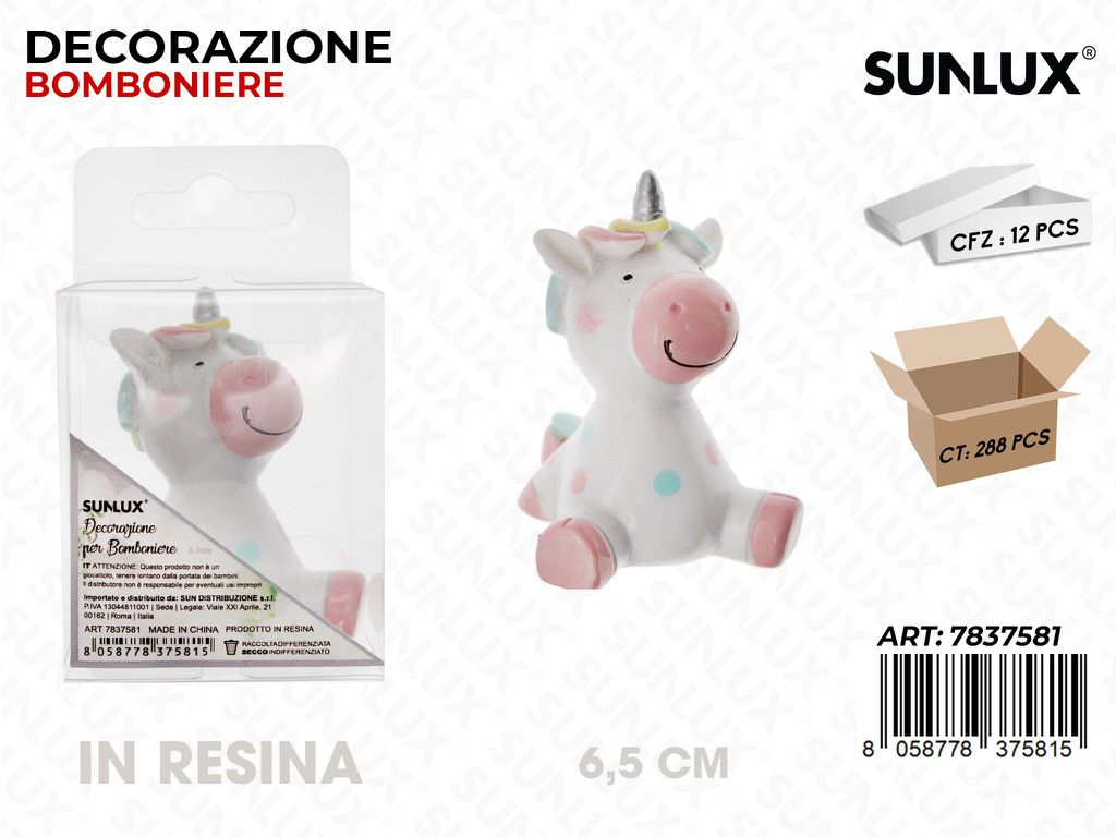 Sunlux Dec. Bomb. in Resina Unicorn 6.5CM