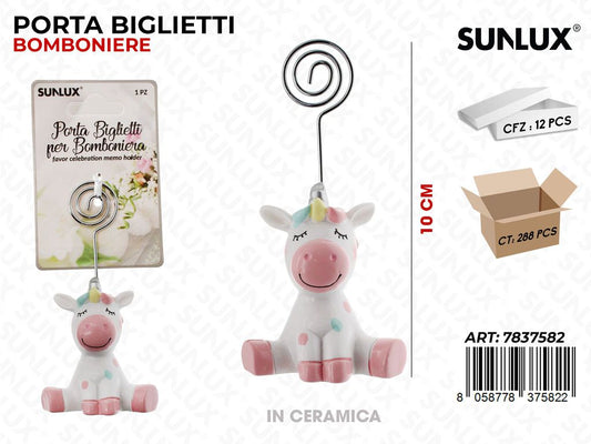 Sunlux Portabiglietti Ceramica Unicorn 10CM