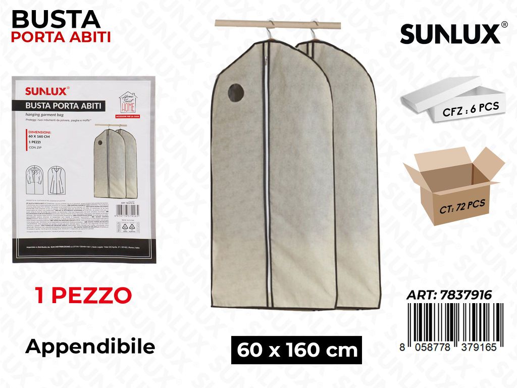 Busta Porta Abiti con Zip 60*160CM