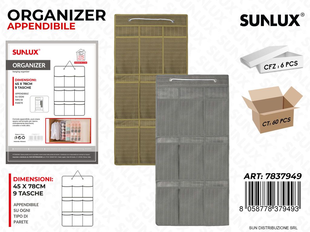 Organizer App. 45*78CM 9TASCHE 2COL.