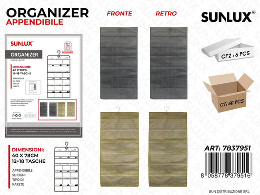 Organizer App. 40*78CM 12*18TASCHE 2COL.