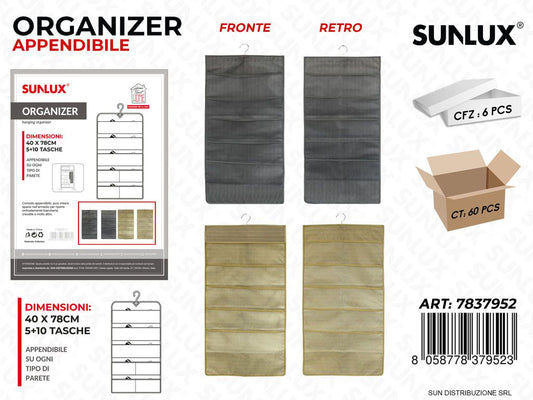 Organizer App. 40*78CM 5*10TASCHE 2COL.