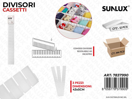 Divisori per Cassetti Bia. 3PCS 43*5CM