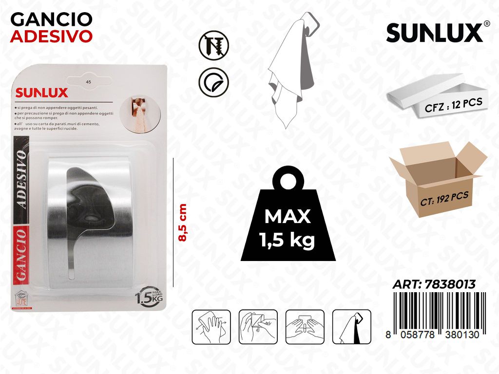 Gancio Adv in Acciaio 8.5CM Max 1.5KG