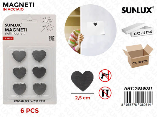 Magneti in Acciaio Cuore 6PCS 2.5CM