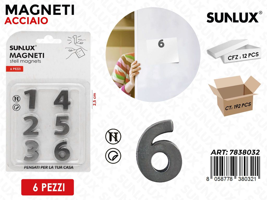 Magneti in Acciaio Numeri 6PCS 2.5CM
