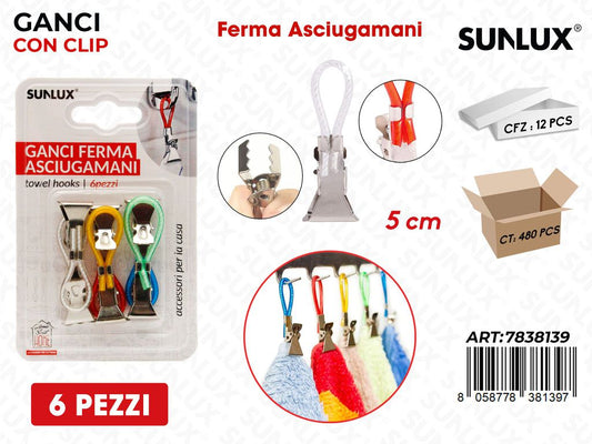 Ganci Ferma Asciugamani Ass. 6PCS 5CM