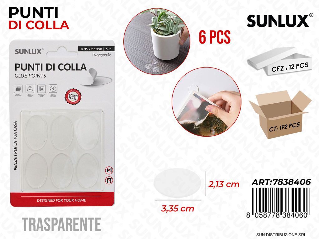 Punti di Colla Trasp. 6PCS 3.35*2.13CM