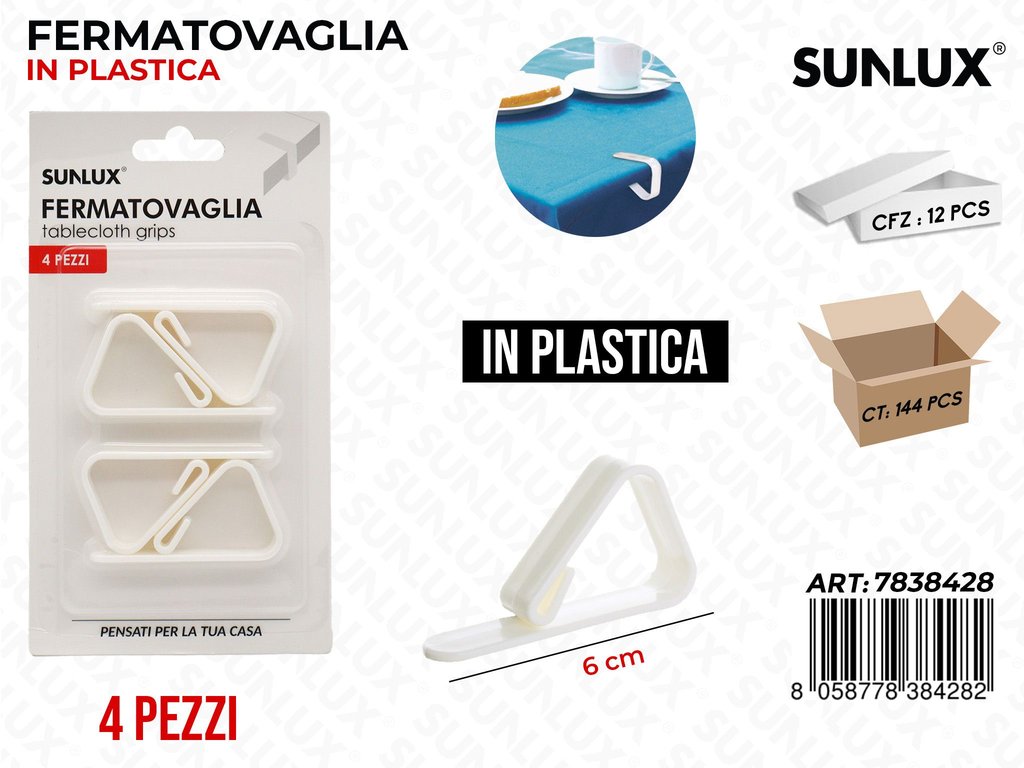 Fermatovaglia Plast. Bianco 4PCS 6CM