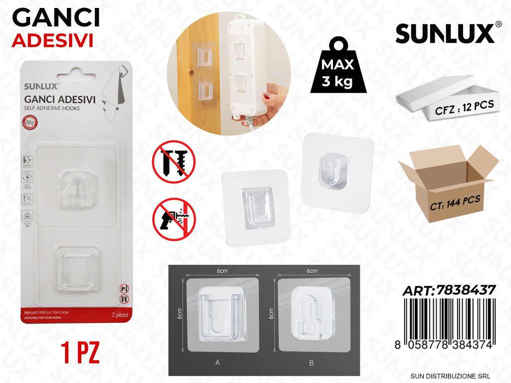 Ganci Adesivi Max 3KG 6CM