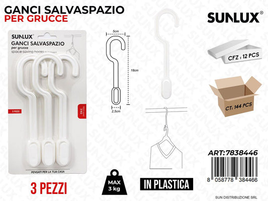 Ganci Salvaspazio per Grucce Max 3KG 3PCS