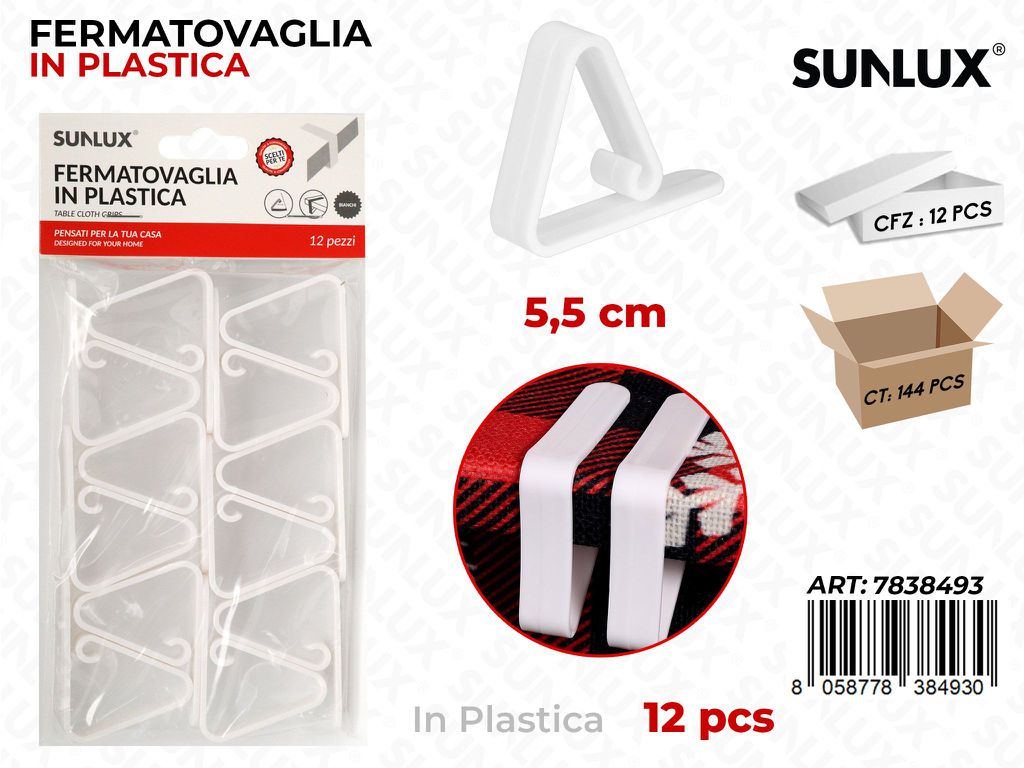 Fermatovaglia Plastica Bianco 12PCS 5.5CM