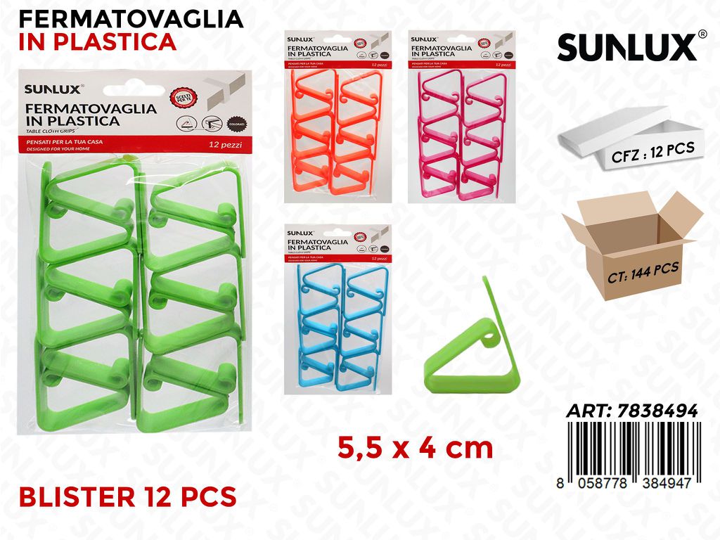 Fermatovaglia Plastica Colorato 12PC