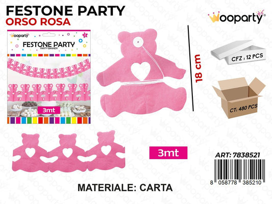 FESTONE PARTY ORSO ROSA  3MT /PZ DA 12**