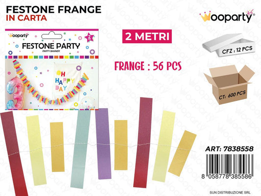 FESTONE PARTY FRANGE MULTICOLOR 56PCS 2MT /PZ DA 12**