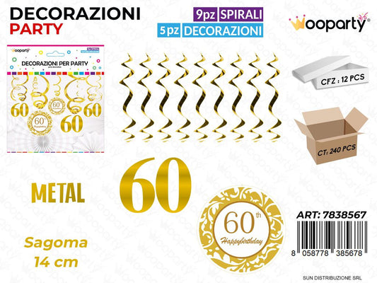 DEC. PARTY METAL H.B. 60ANNI 9SPIR. 5DEC.  /PZ DA 12**