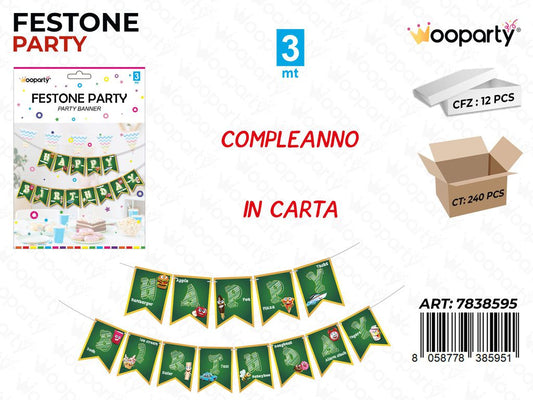 FESTONE PARTY IN CARTA COMPLEANNO 3MT /PZ DA 12**