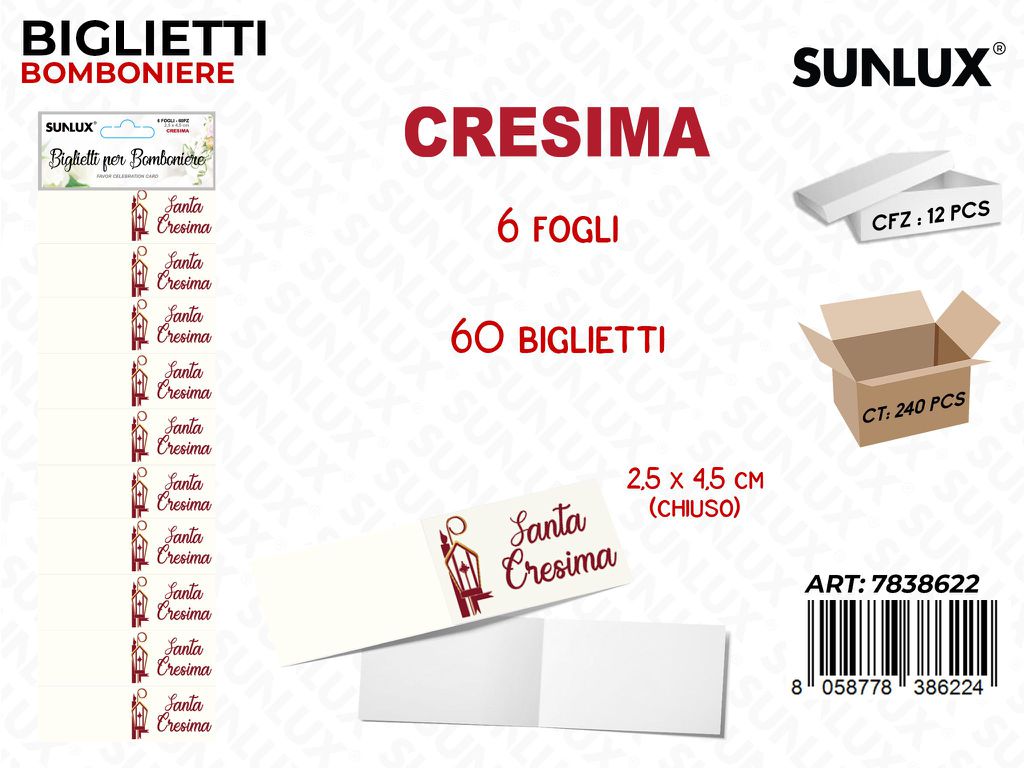 Sunlux Biglietti Bomb.cresima 6FF 60PCS