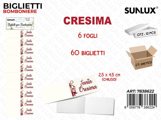 Sunlux Biglietti Bomb.cresima 6FF 60PCS