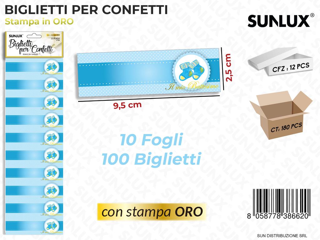 Biglietti per Confetti Battesimo 10FF-100PCS