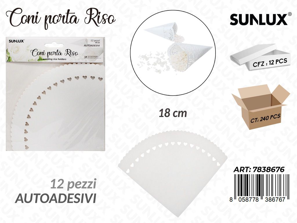 Sunlux Coni Porta Riso Autoadv. 12PCS 18CM/ Pz da 12