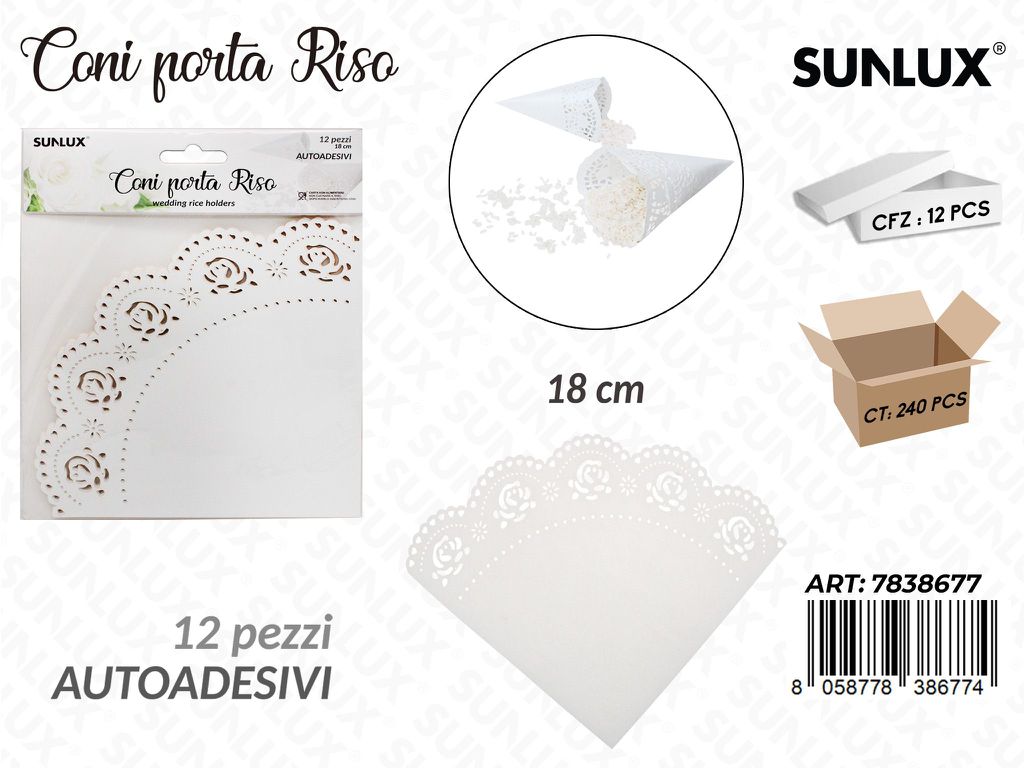 Sunlux Coni Porta Riso Autoadv. 12PCS 18CM/ Pz da 12