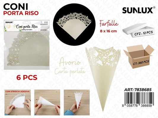 Sunlux Coni Porta Riso Av. Farf. 6PCS 8*16CM