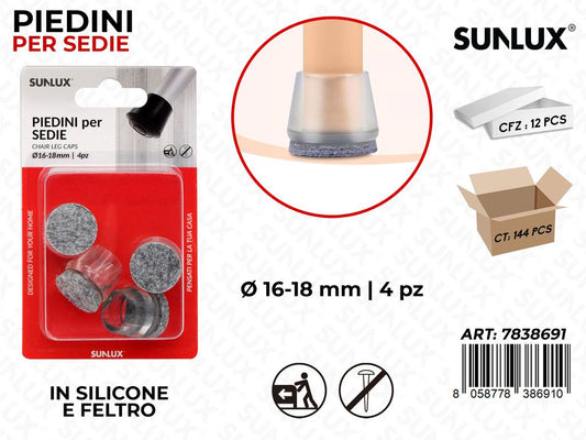 Sunlux Piedini Sedie Silic. Feltro 4PCS 16-18MM