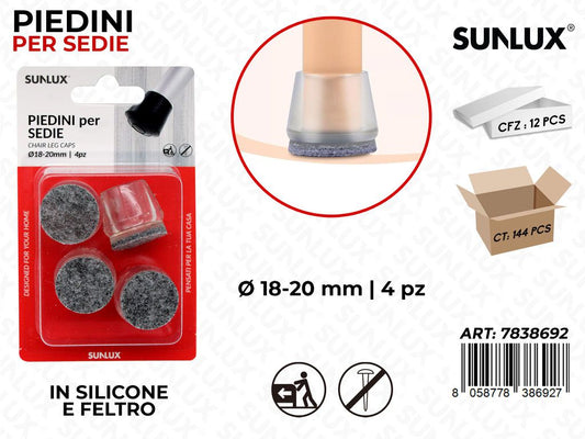 Sunlux Piedini Sedie Silic. Feltro 4PCS 18-20MM