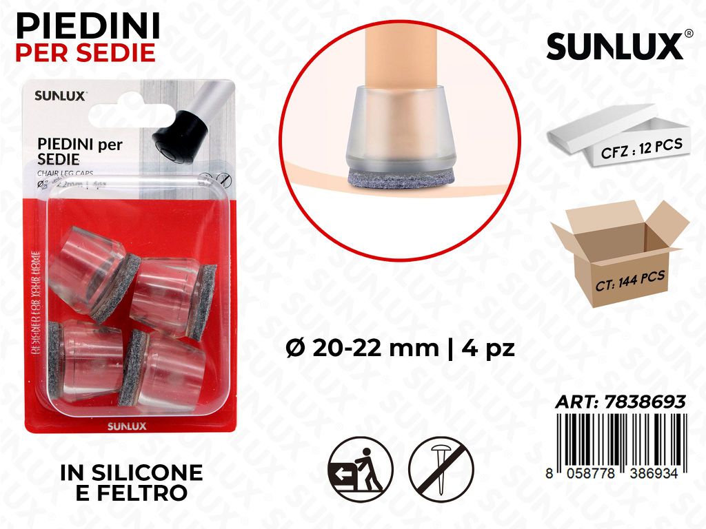 Sunlux Piedini Sedie Silic. Feltro 4PCS 20-22MM