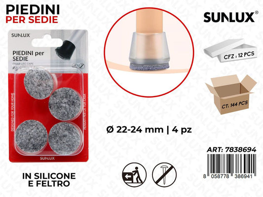 Sunlux Piedini Sedie Silic. Feltro 4PCS 22-24MM