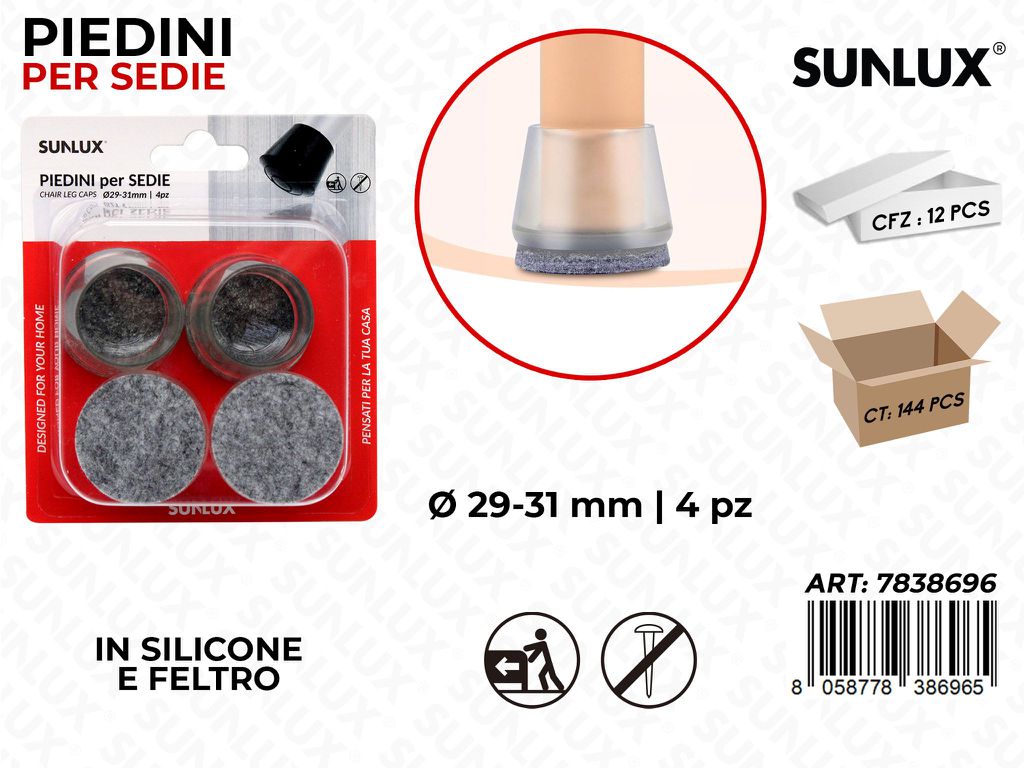 Sunlux Piedini Sedie Silic. Feltro 4PCS 29-31MM