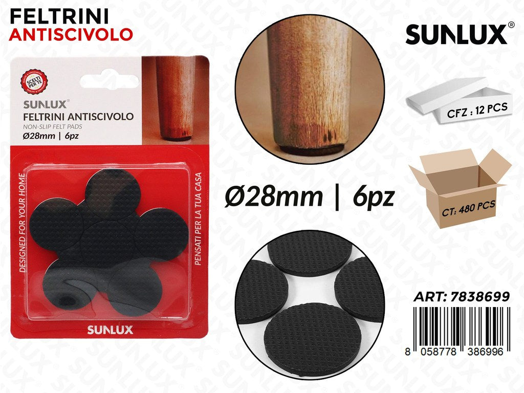 Sunlux Feltrini Antiscivolo 6PCS D.28MM