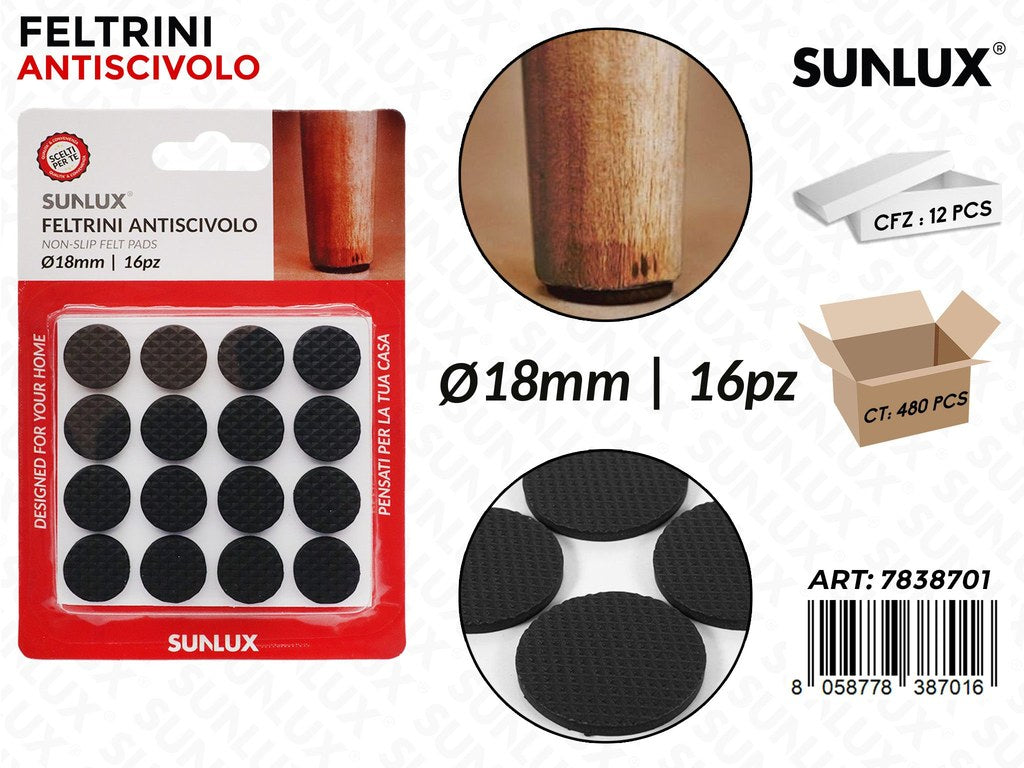 Sunlux Feltrini Antiscivolo 16PCS D.18MM