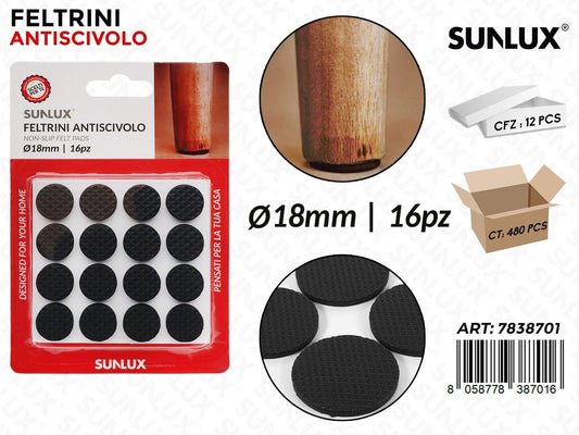 Sunlux Feltrini Antiscivolo 16PCS D.18MM