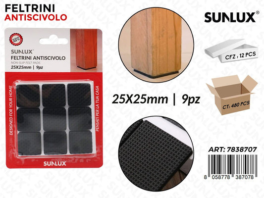 Sunlux Feltrini Antiscivolo 9PCS 25*25MM