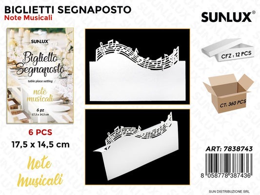 Biglietti Segnaposti Note Mus. 17.5*14.5CM 6 Pcs