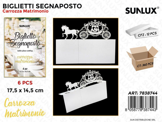 Biglietti Segnaposti Carrozza Matr. 17.5*14.5CM 6 Pcs