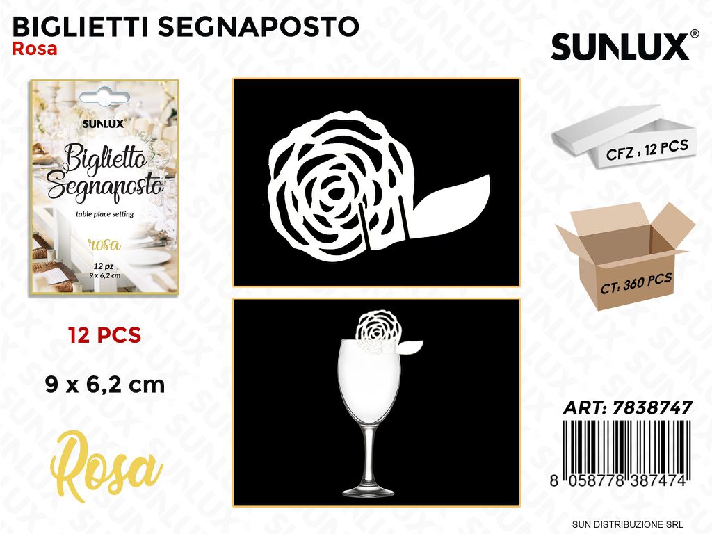 Biglietti Segnaposti Rosa 9*6.2CM 12PCS