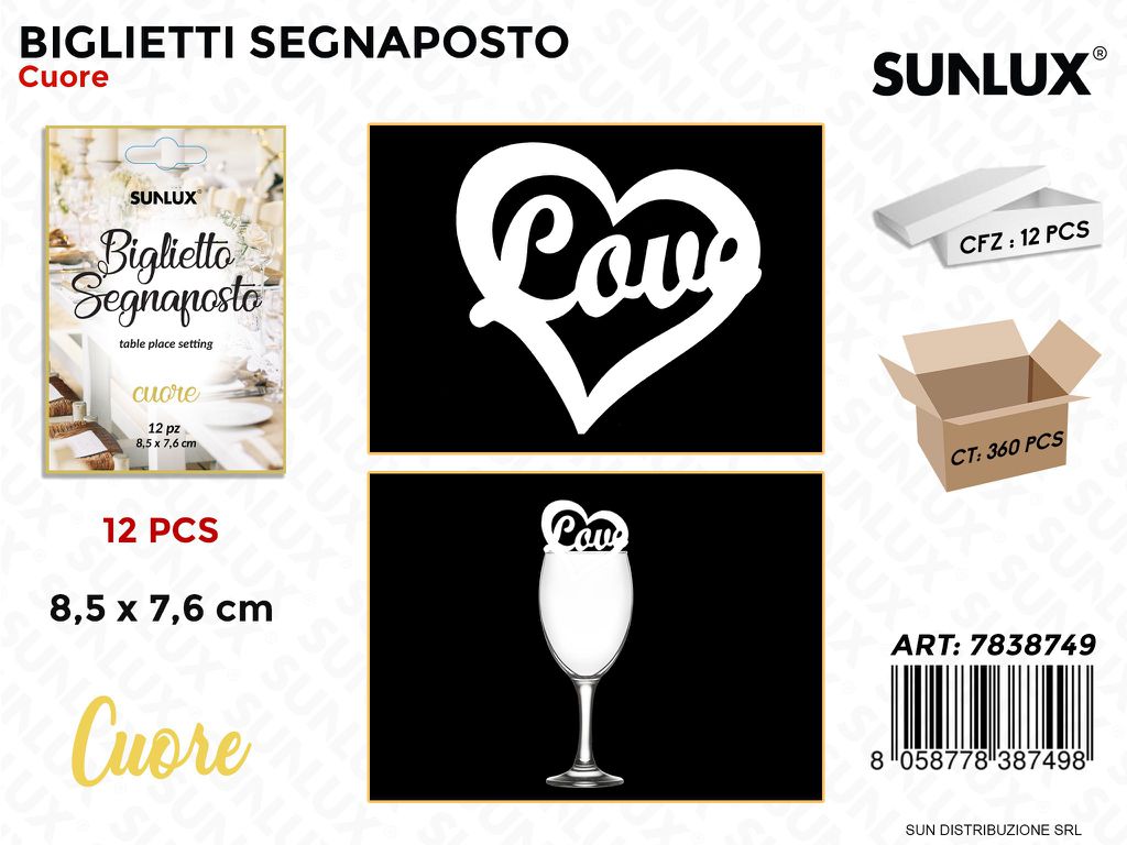 Biglietti Segnaposti Cuore 8.5*7.6CM 12PCS