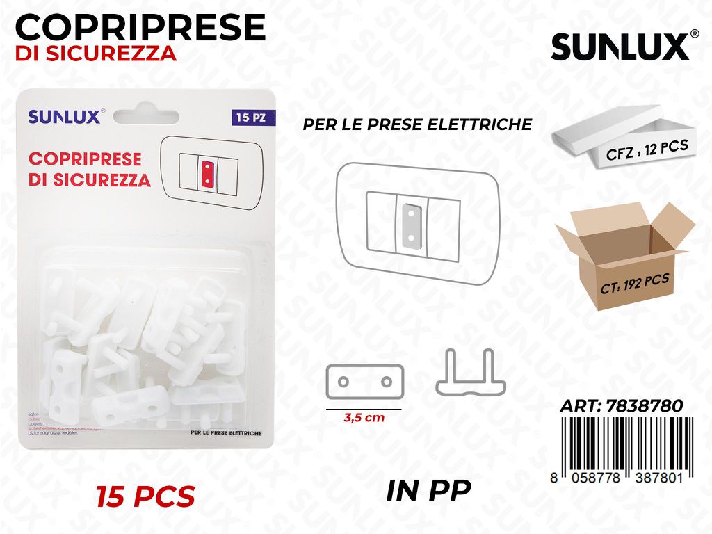 Sunlux Copriprese di Sicurezza 15PCS 3.5CM