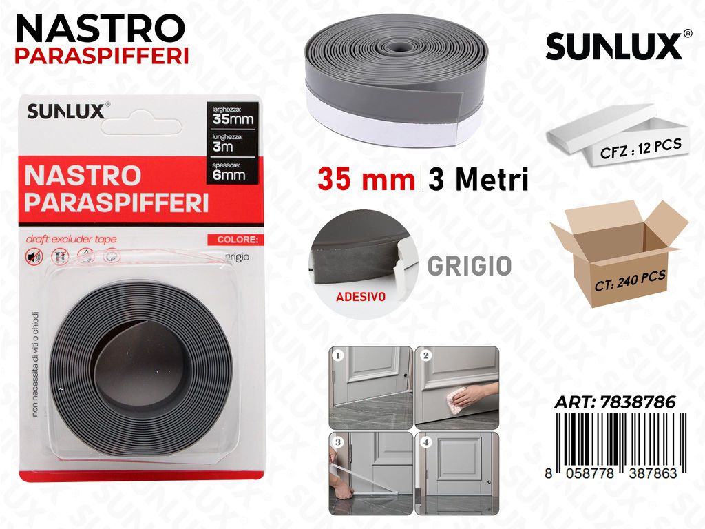 Sunlux Nastro Paraspifferi Grigio 35*0.6Mm*3Mt