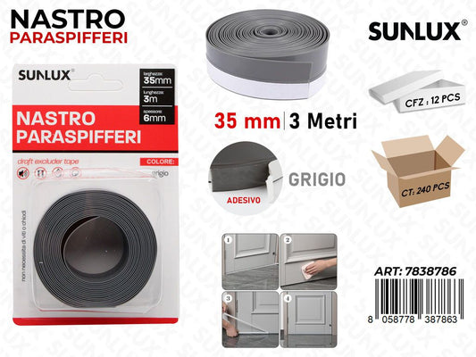 Sunlux Nastro Paraspifferi Grigio 35*0.6Mm*3Mt