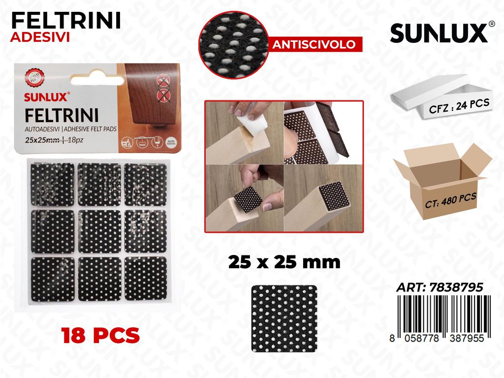Sunlux Feltrini Adv 18PCS 25*25MM