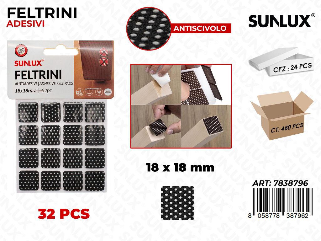 Sunlux Feltrini Adv 32PCS 18*18MM