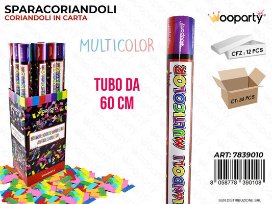 TUBO SPARACORIANDOLI MULTICOLOR  60CM / DA 12**